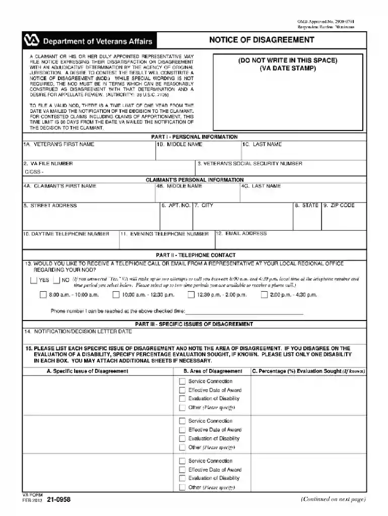 Va nod fillable 2013 form Preview on Page 1