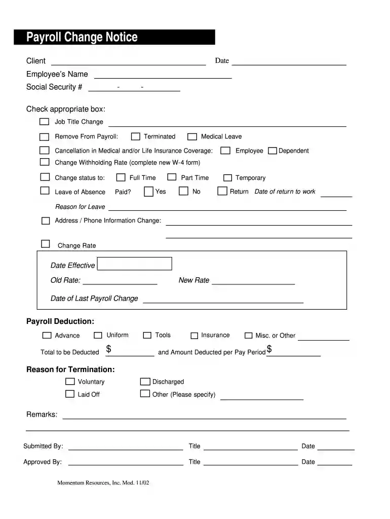 payroll pay date change notice letter Preview on Page 1