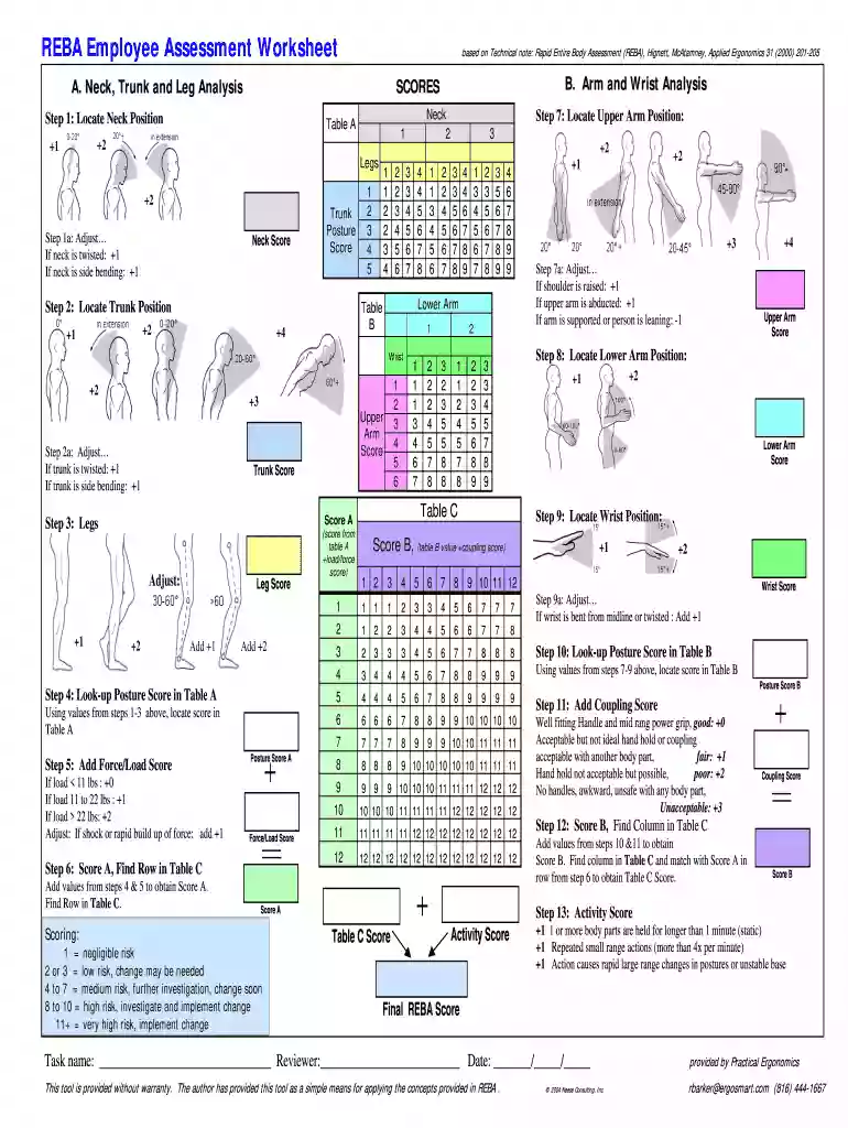 reba assessment worksheet excel Preview on Page 1