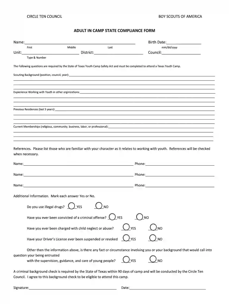 adult compliance form Preview on Page 1