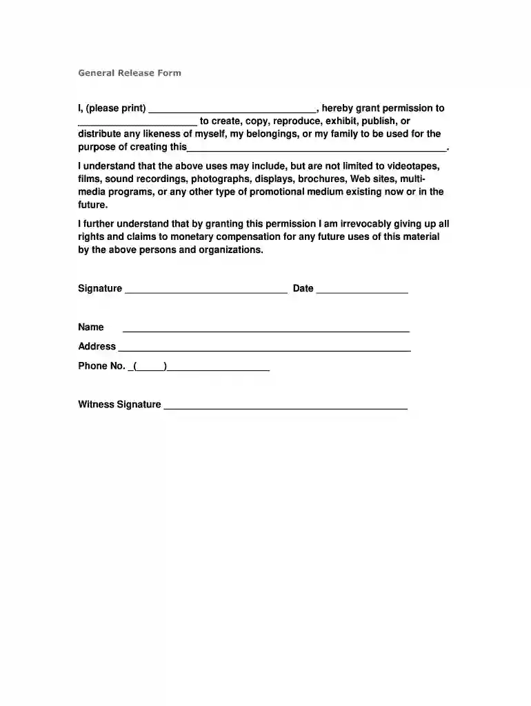 general release of information form pdf Preview on Page 1