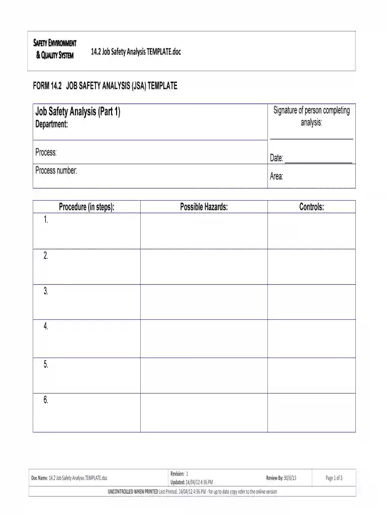 jsa template worksafe victoria Preview on Page 1