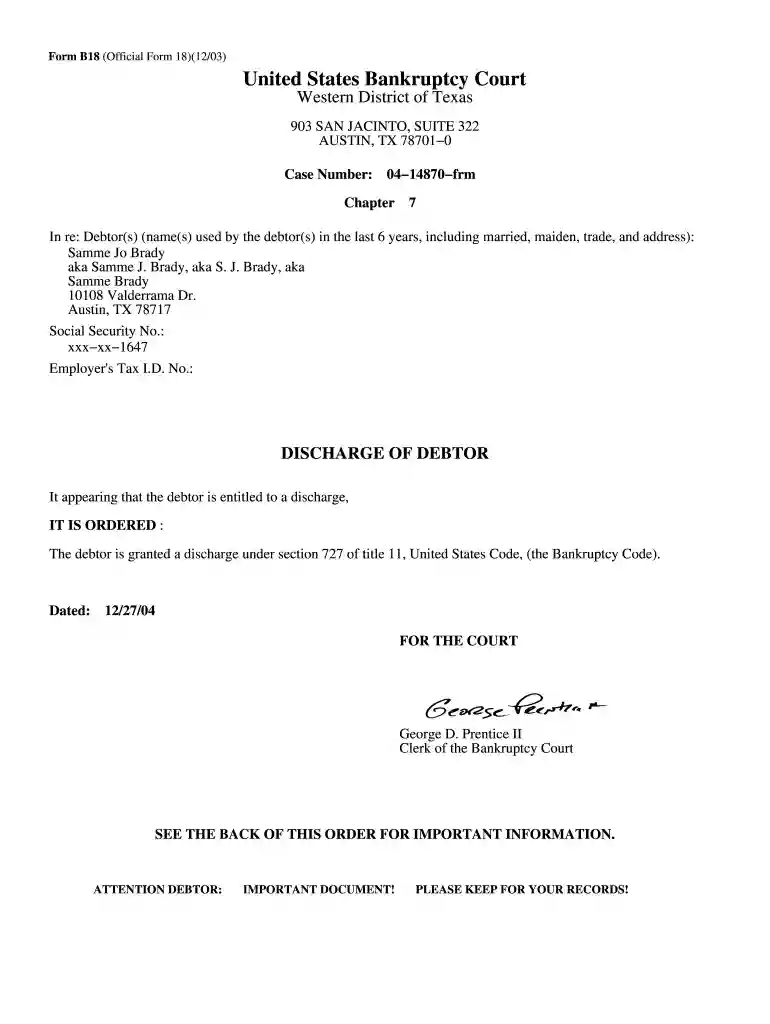 form b18 2003 Preview on Page 1