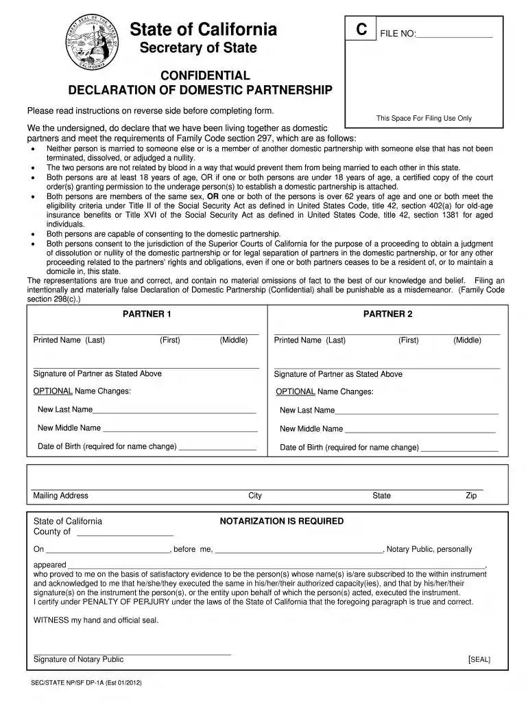 domestic partner california Preview on Page 1