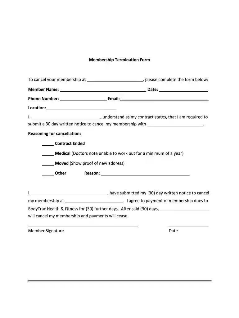 doctor letter to cancel gym membership Preview on Page 1