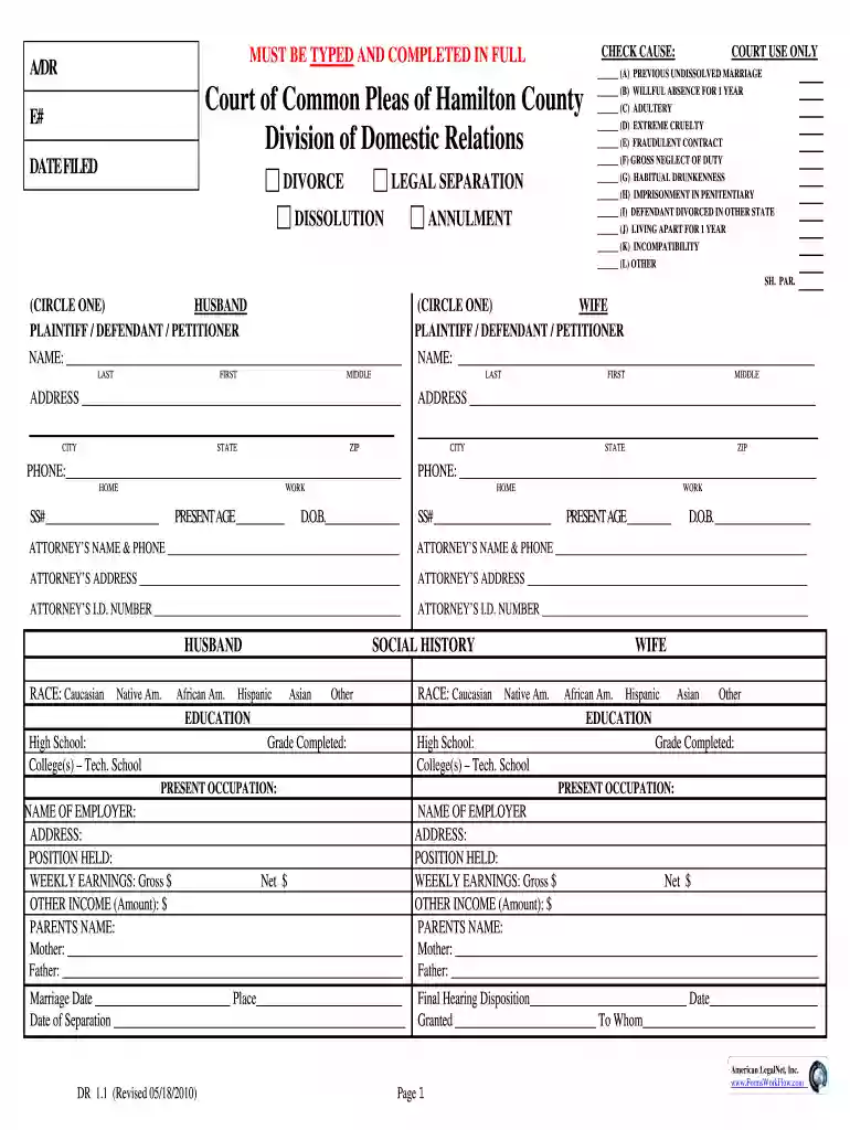 hamilton county juvenile court forms Preview on Page 1