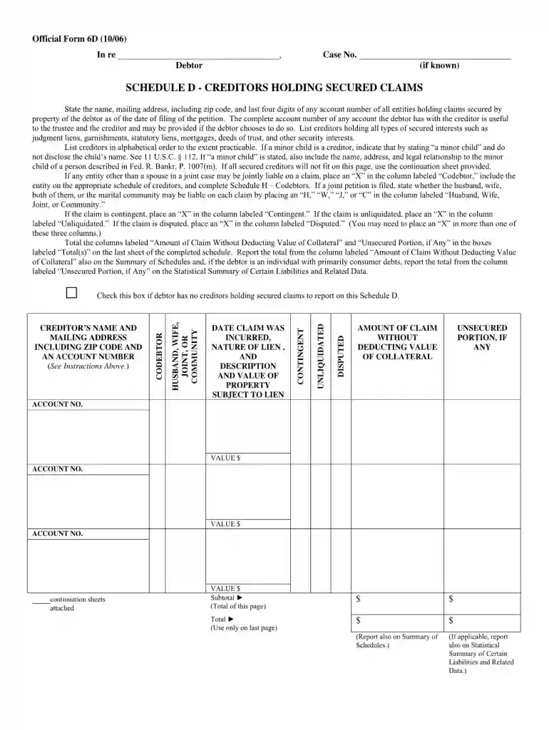 official form 6f 1006 Preview on Page 1