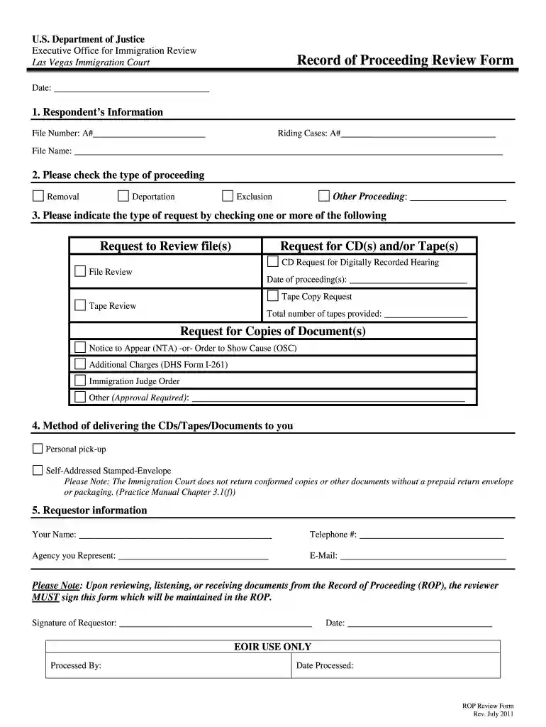 record or proceeding review form las vegas Preview on Page 1