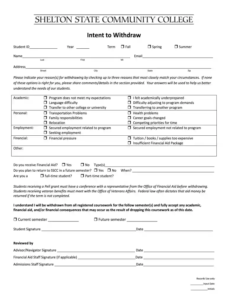 intent to withdraw form Preview on Page 1