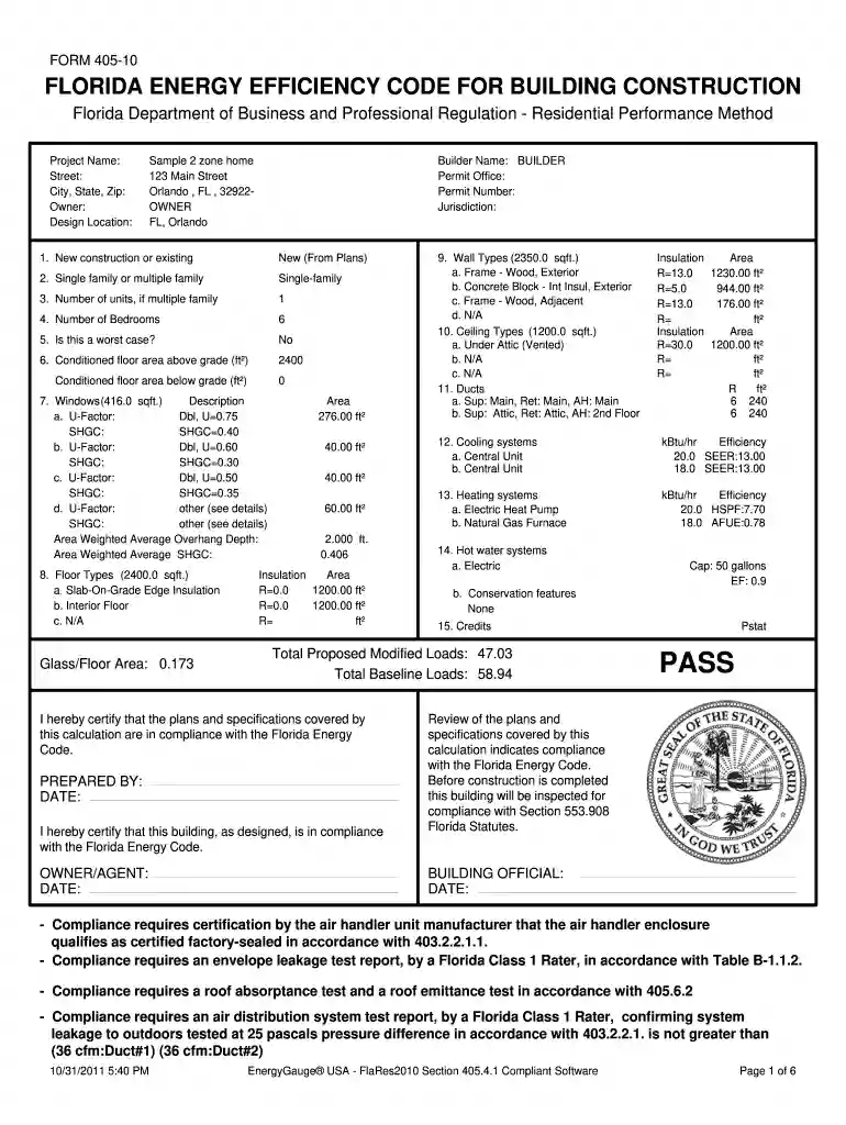 florida energy form 405 Preview on Page 1
