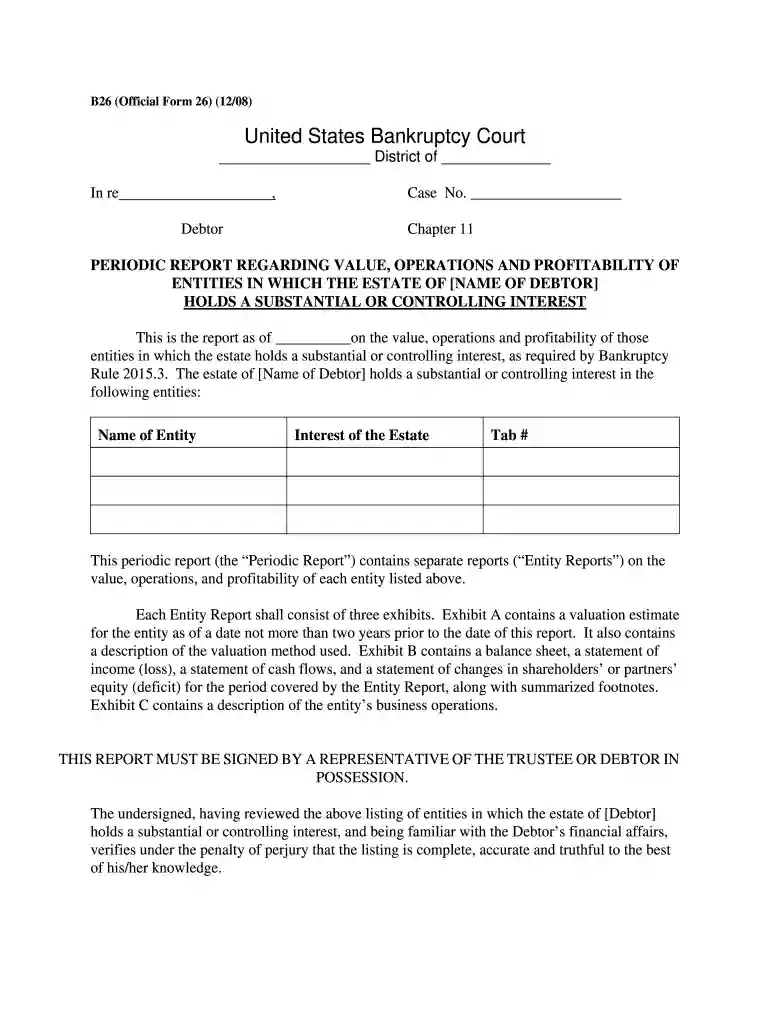 b26 official form 26 Preview on Page 1