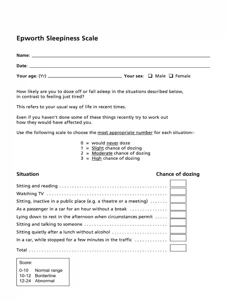 epworth sleepiness scale pdf Preview on Page 1