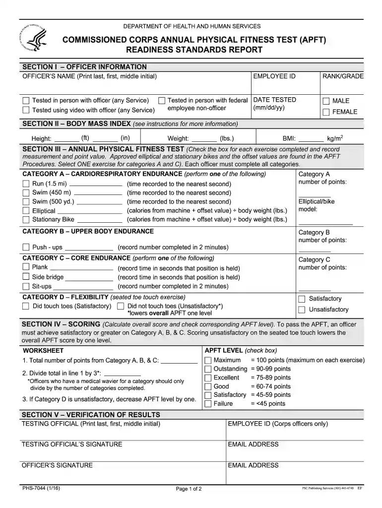 usphs apft Preview on Page 1