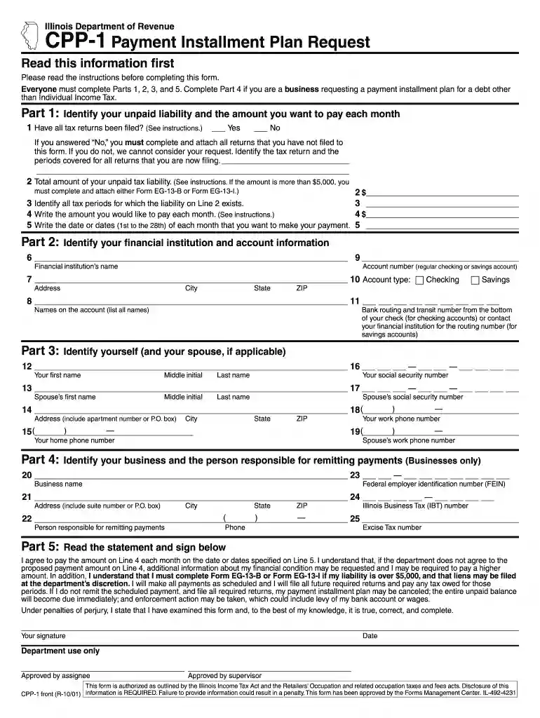2001 IL DoR CPP-1 Preview on Page 1
