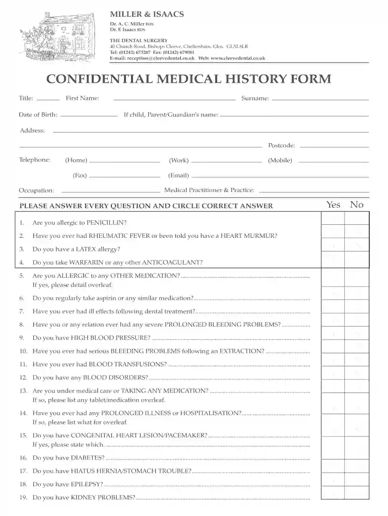 CONFIDENTIAL MEDICAL HISTORY FORM - cleevedentalcouk - cleevedental co Preview on Page 1