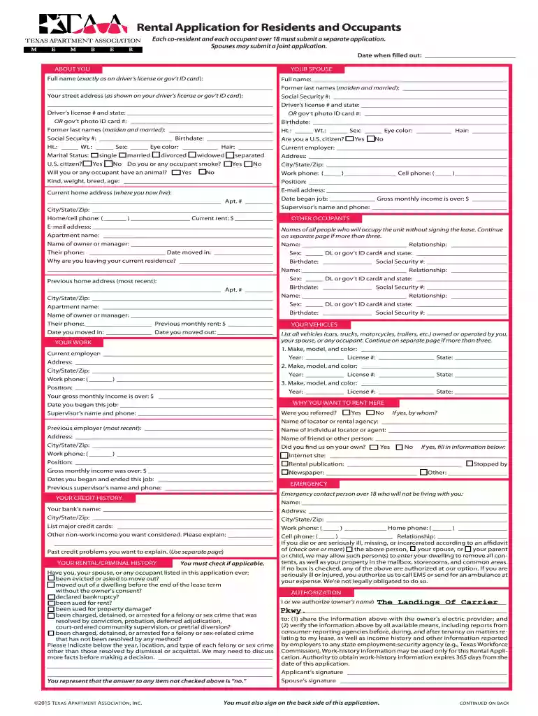 Rental Application Preview on Page 1
