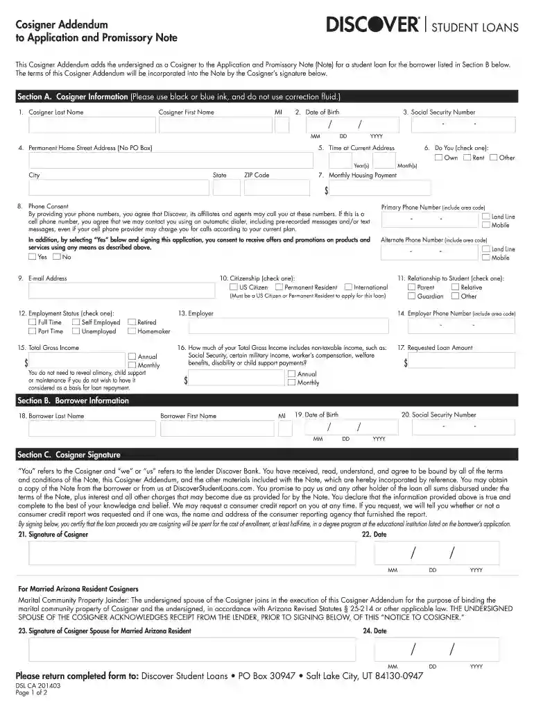 cosigner addendum Preview on Page 1