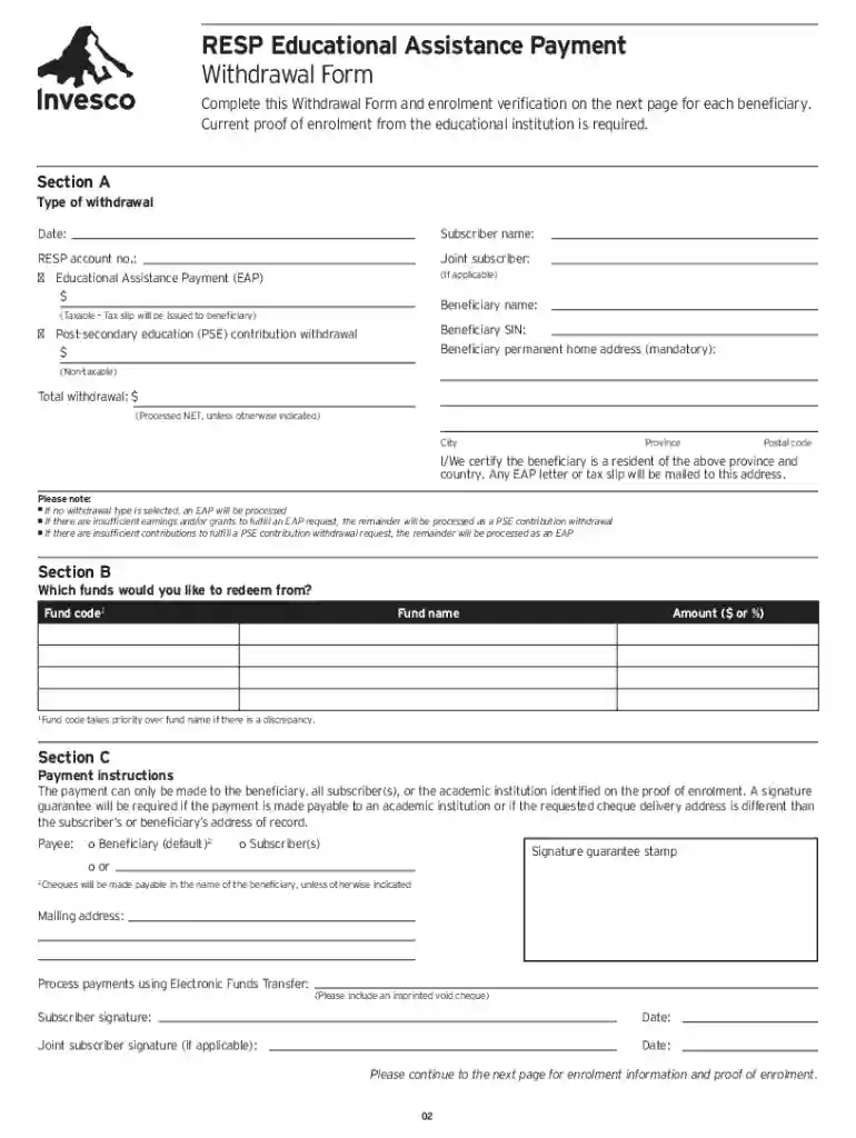 invesco resp withdrawal form Preview on Page 1