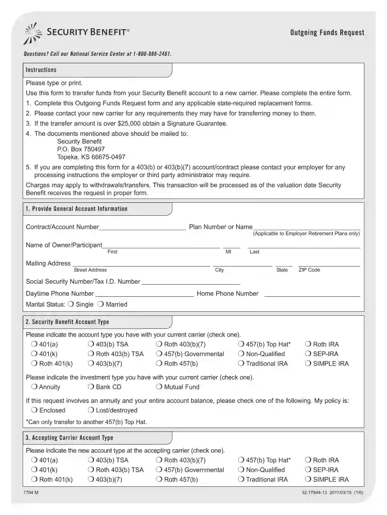 Outgoing Funds Request Preview on Page 1