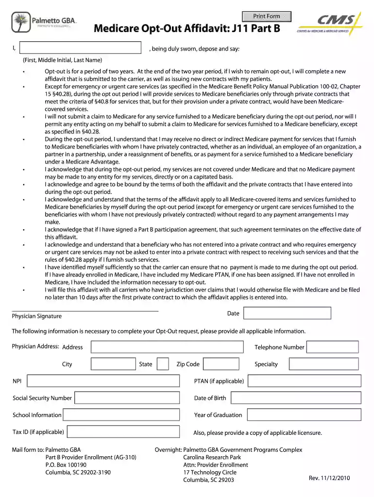 medicare opt out form for patients Preview on Page 1