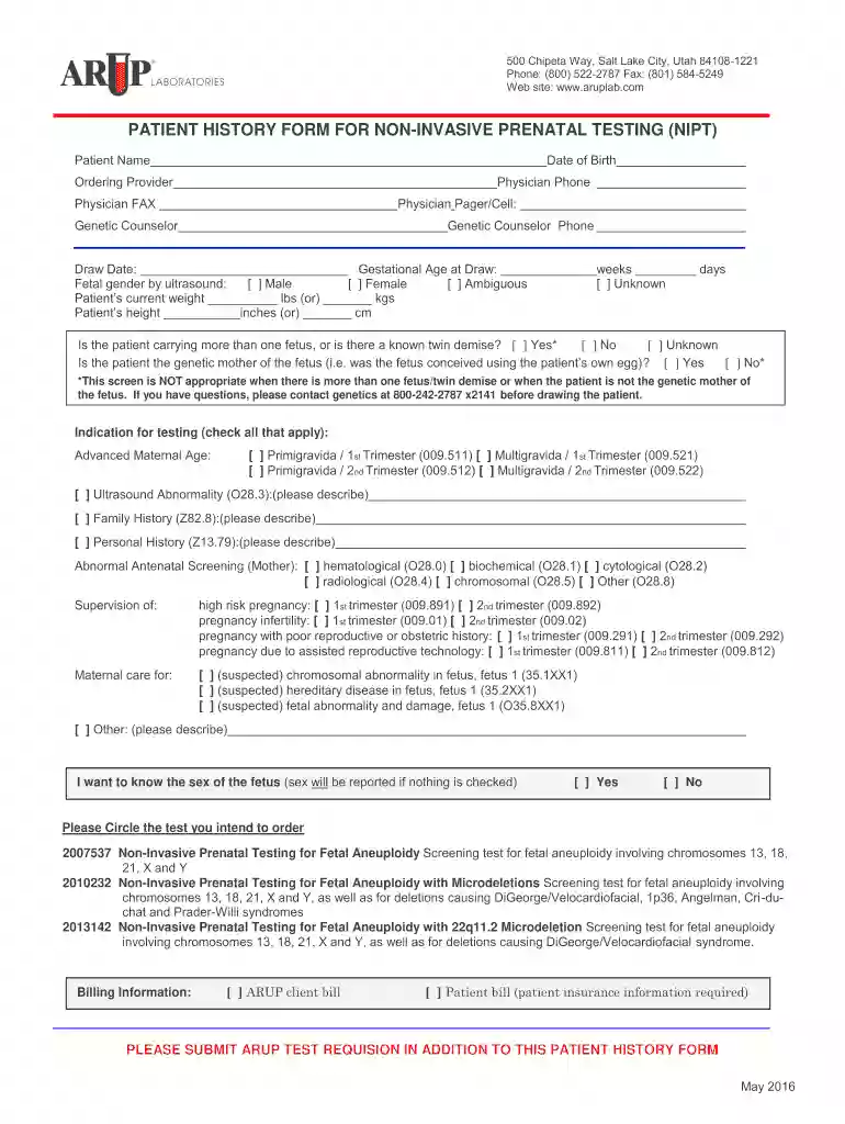 nipt test form Preview on Page 1