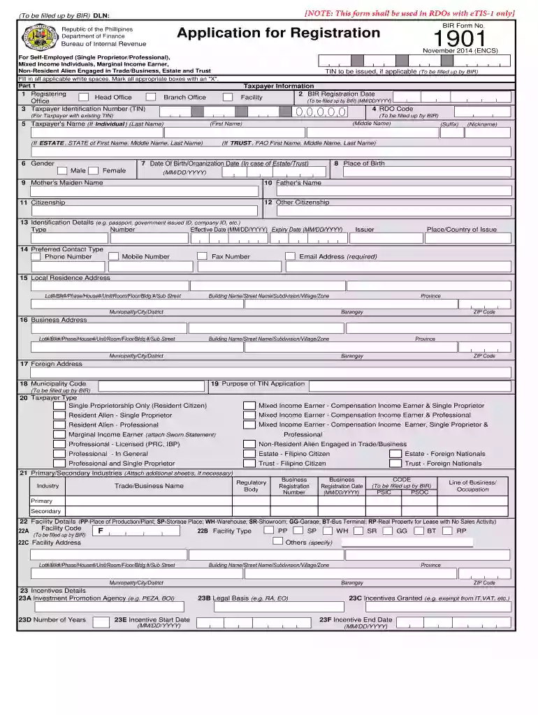 1901 bir form Preview on Page 1