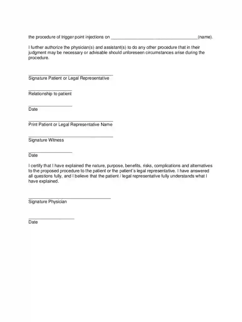 trigger point injection consent form Preview on Page 1