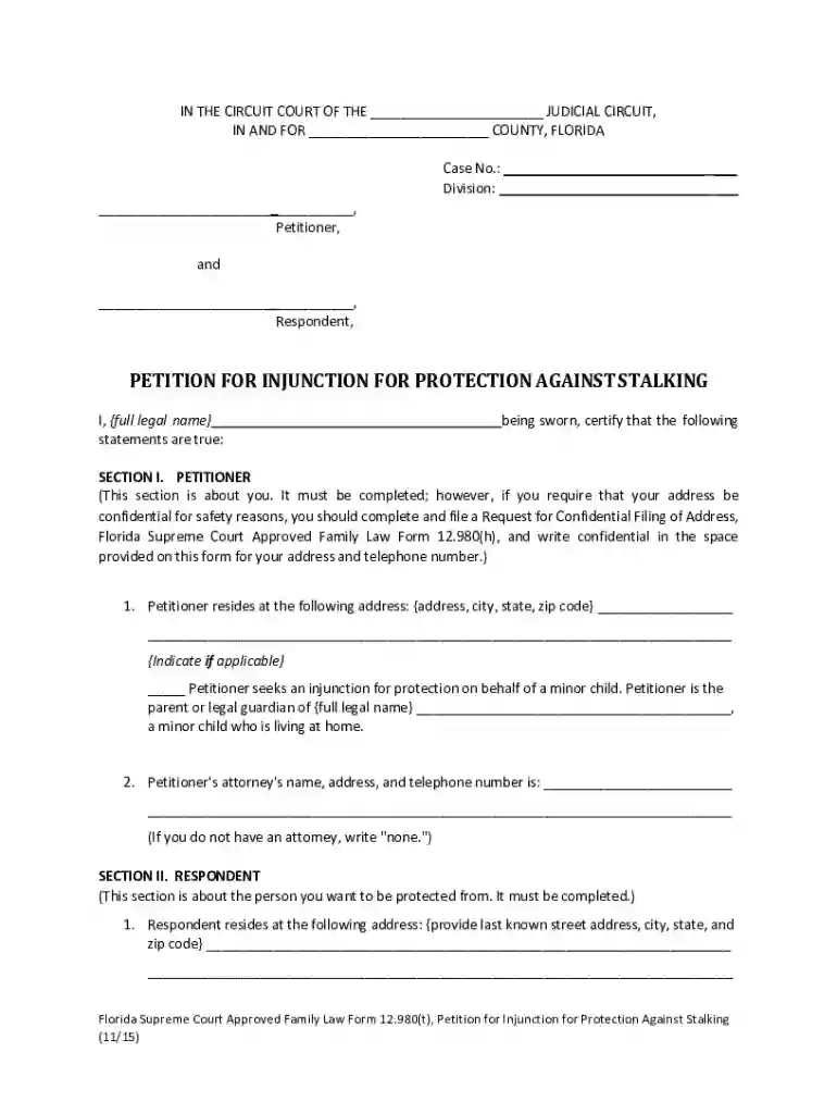 stalking injunction florida Preview on Page 1