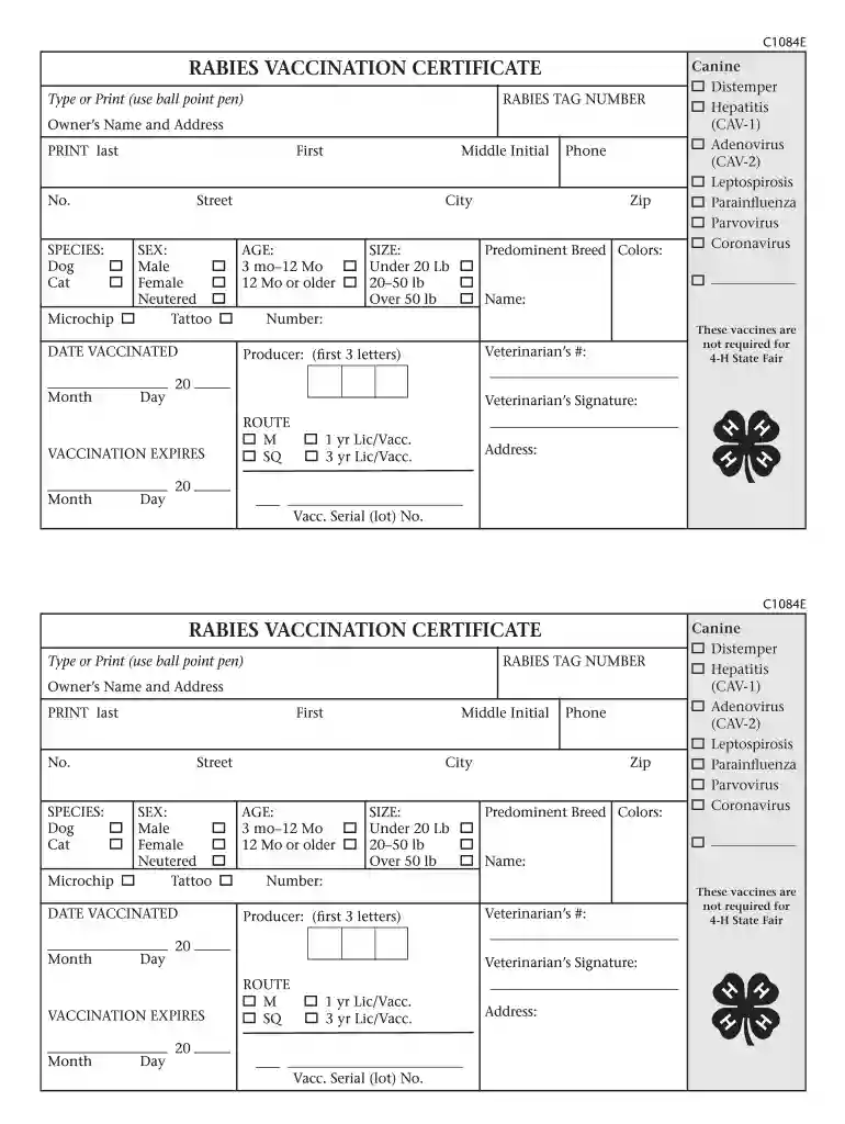 rabies vaccination certificate lookup Preview on Page 1