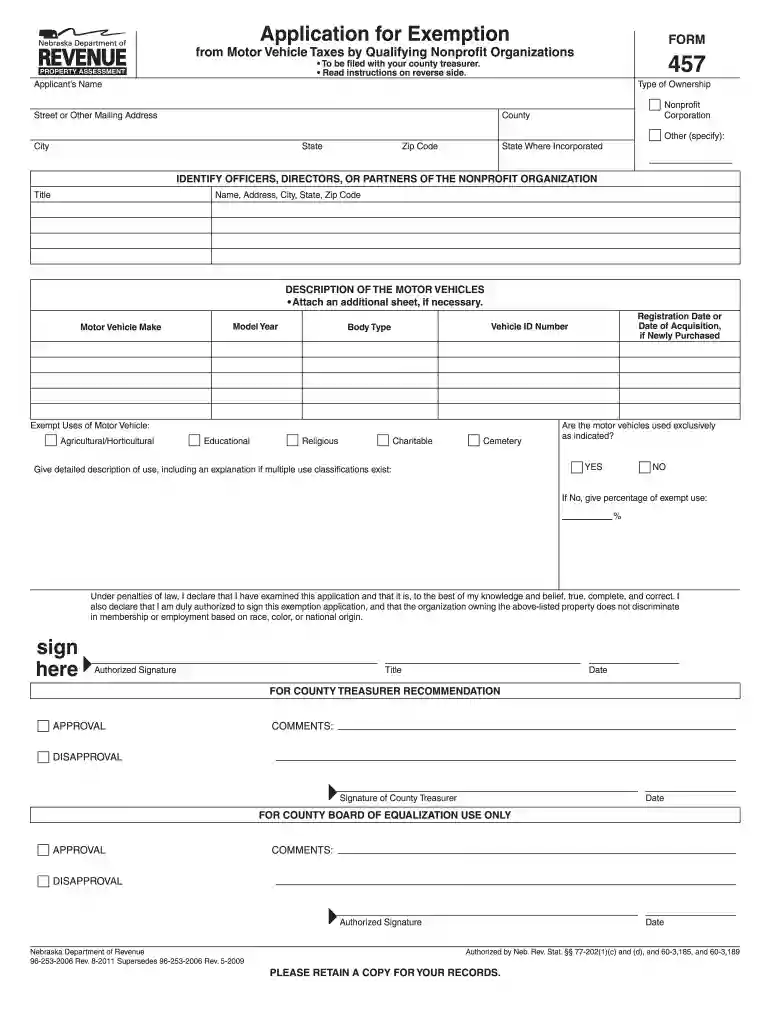 ne 457 2011 form Preview on Page 1