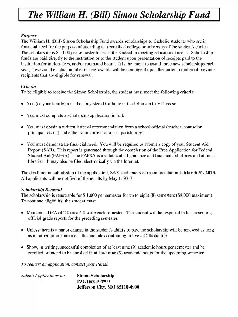 bill simon scholarship Preview on Page 1