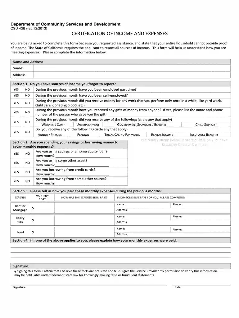 csd 43b form Preview on Page 1
