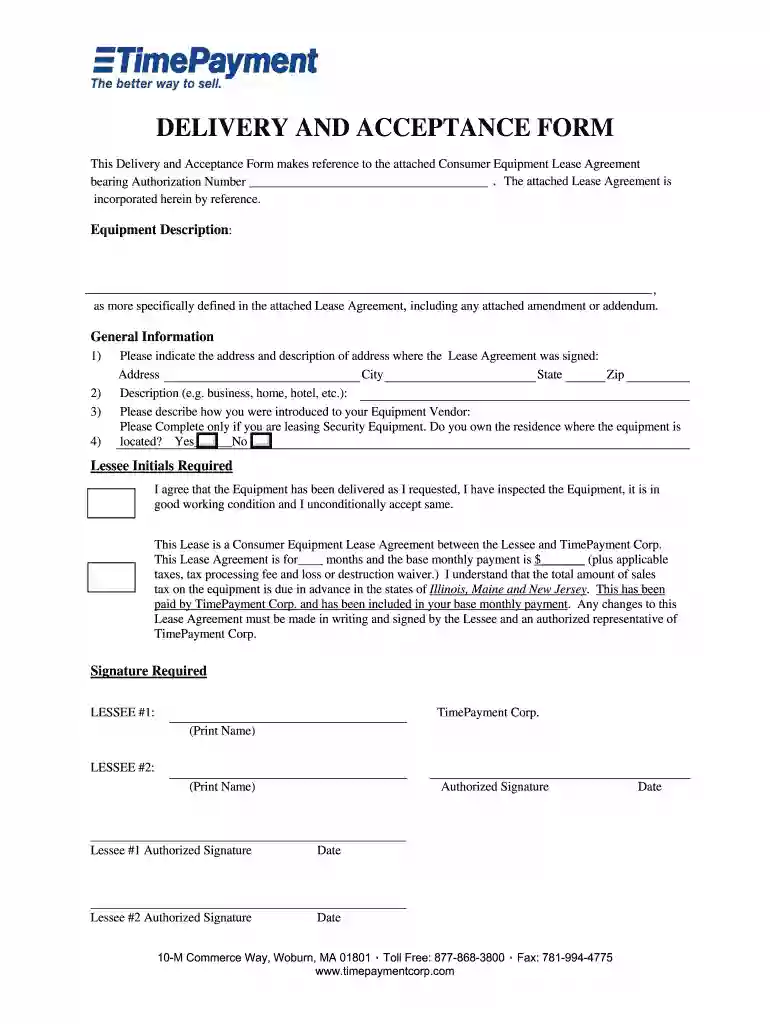 delivery acceptance form Preview on Page 1
