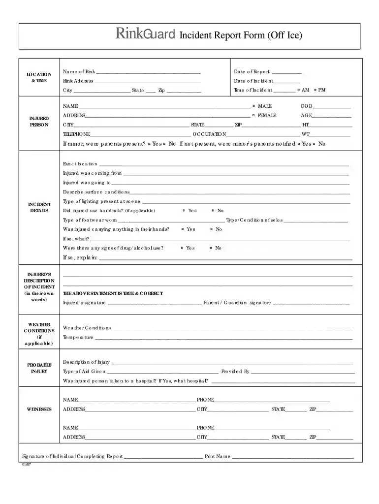 security guard incident report sample Preview on Page 1