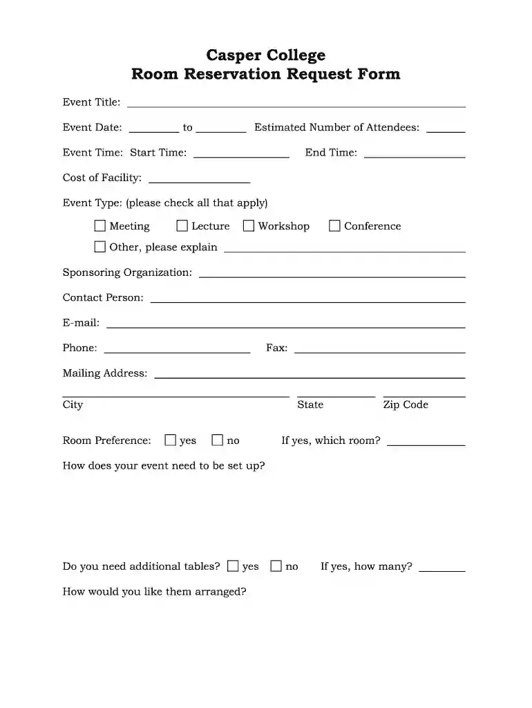 Room Reservation Request Form - Casper College - caspercollege Preview on Page 1