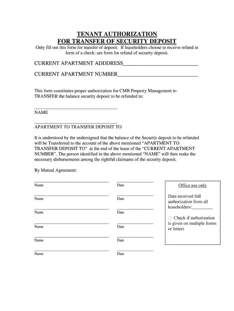 transfer of security deposit to new tenant letter Preview on Page 1