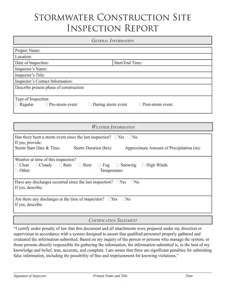 stormwater inspection report Preview on Page 1