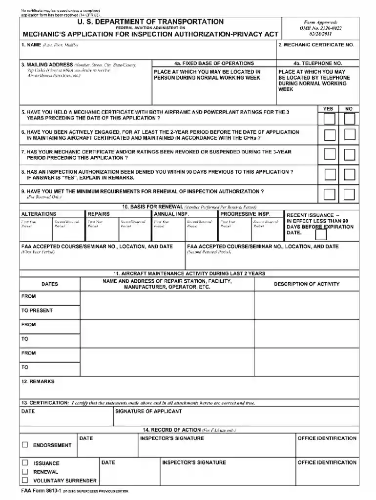 faa form 8610 2 Preview on Page 1