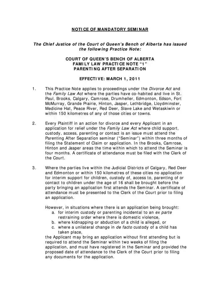 notice of mandatory seminar Preview on Page 1