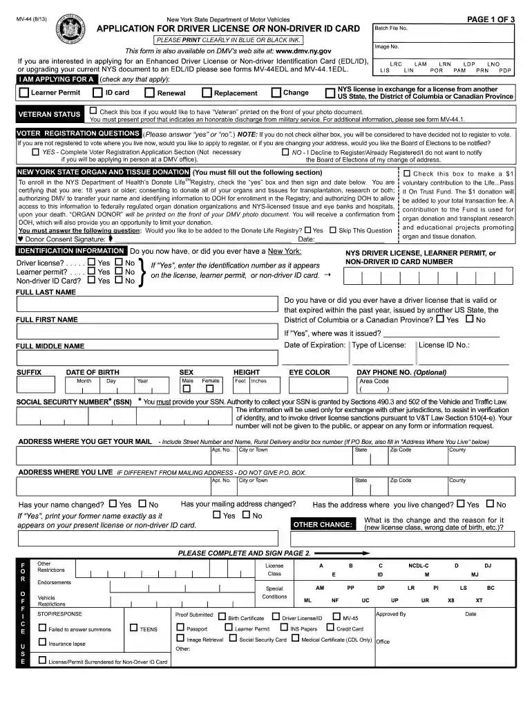 mv 44 form online Preview on Page 1