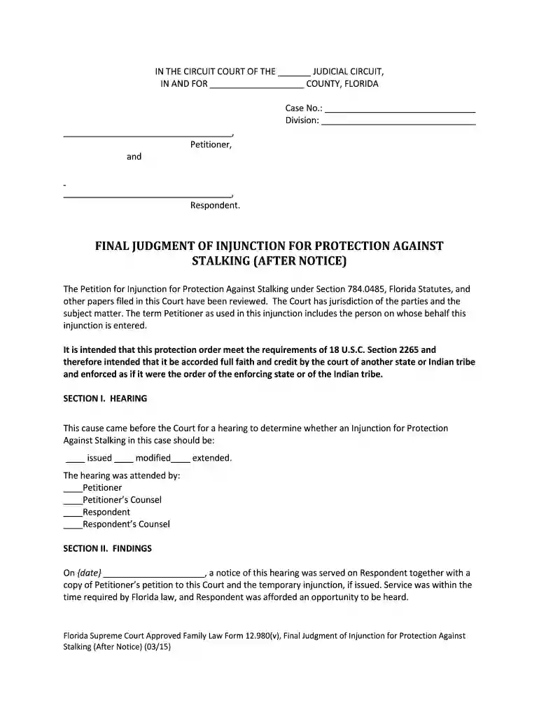 judgment injunction form Preview on Page 1