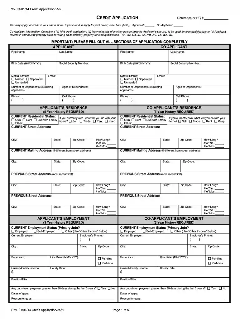 CREDIT APPLICATION APPLICANT APPLICANT'S RESIDENCE ... Preview on Page 1