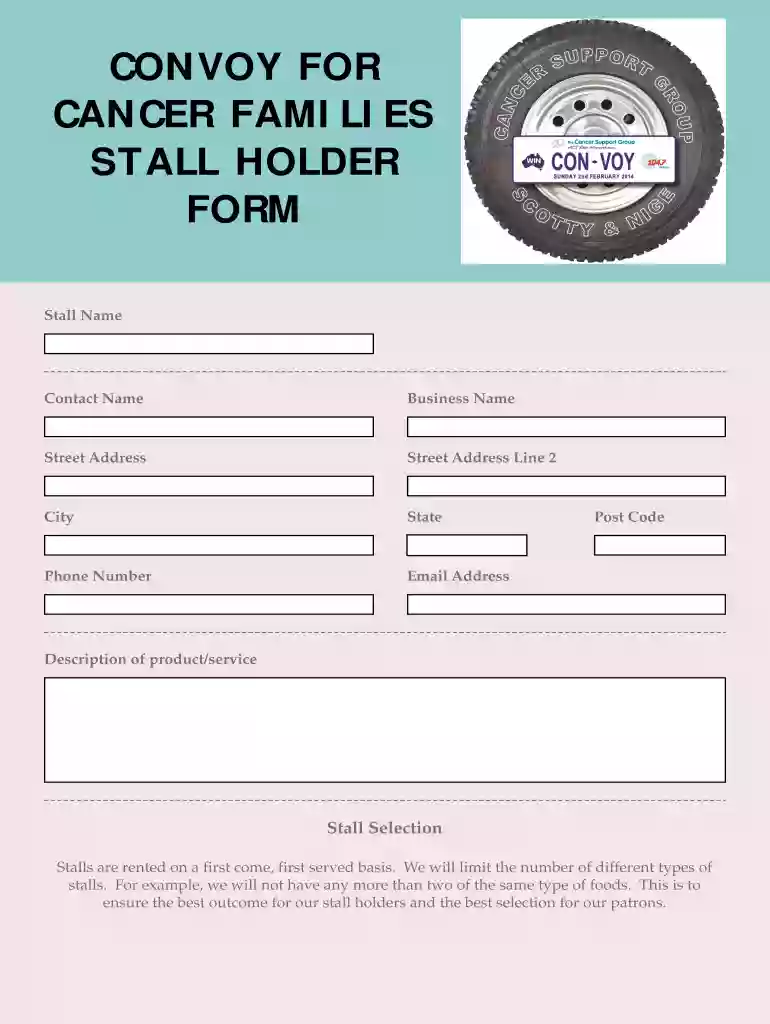 CONVOY FOR CANCER FAMILIES STALL HOLDER FORM Preview on Page 1