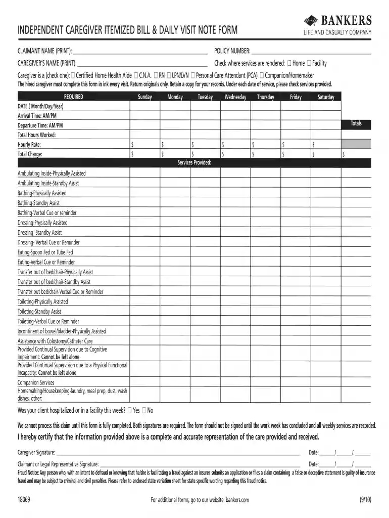 caregiver documentation forms Preview on Page 1