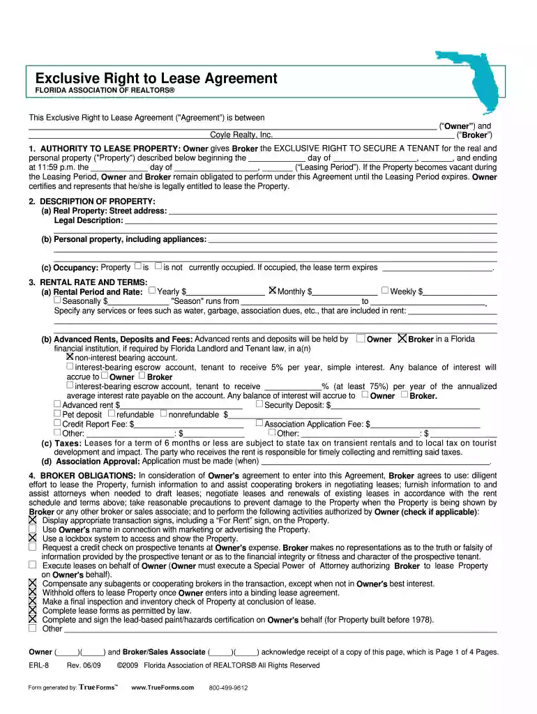 Exclusive Right to Lease Agreement - coylerealty.com Preview on Page 1