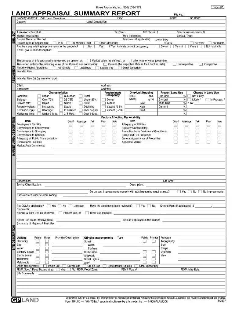 land appraisal example Preview on Page 1