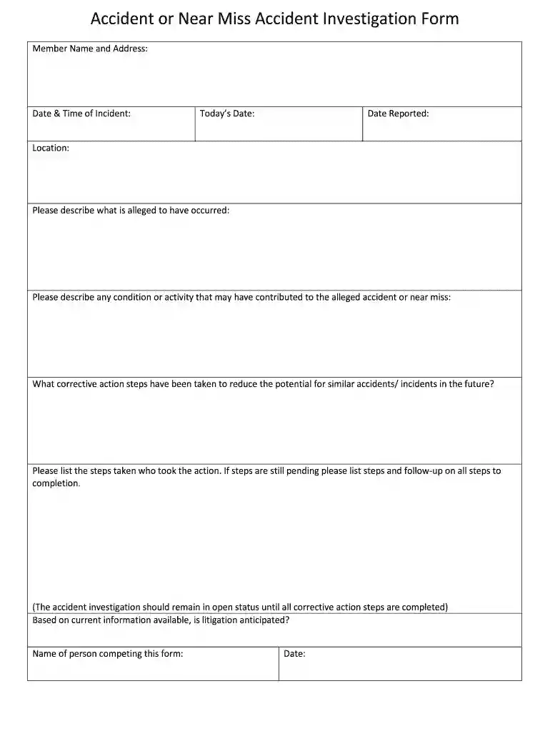 near miss reporting form word doc Preview on Page 1