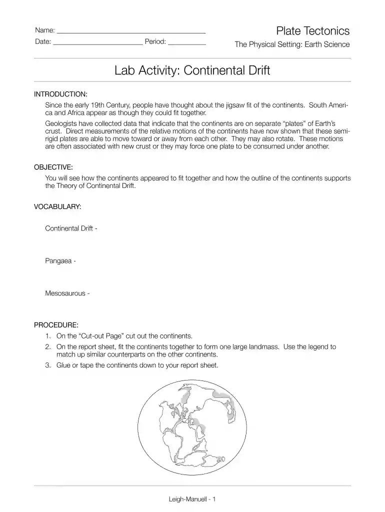 lab activity continental drift answer key Preview on Page 1