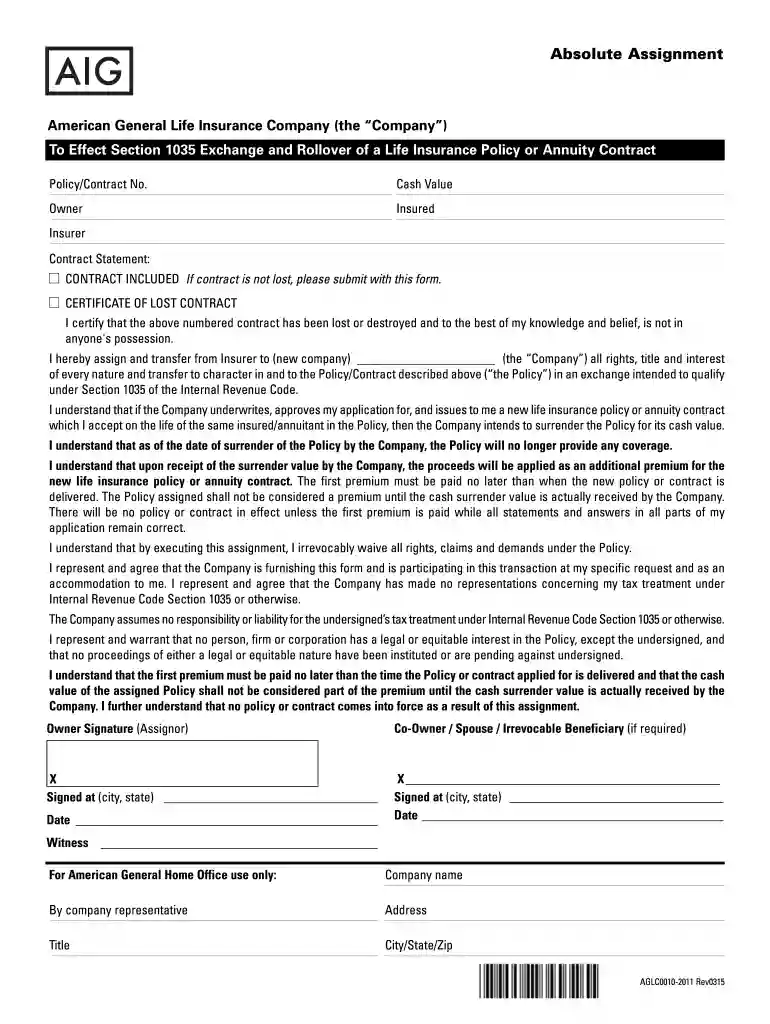 aig forms Preview on Page 1