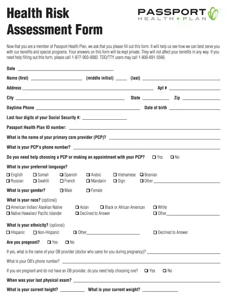 health risk assessment example Preview on Page 1